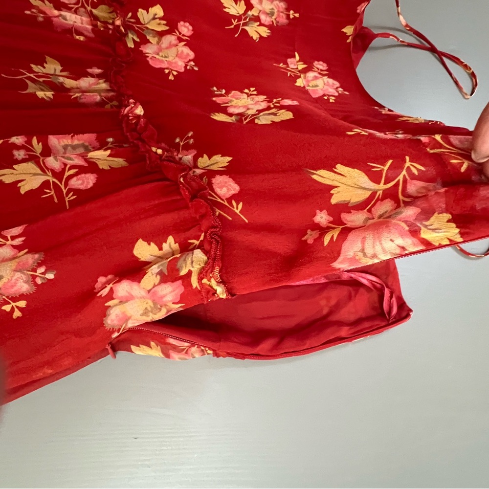 Ralph Lauren Red Floral Maxi Dress - Picture 7 of 9